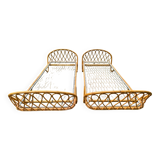 Pair of single rattan beds, 1960s