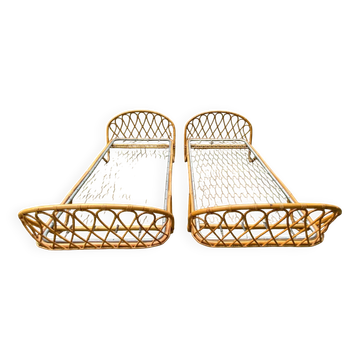 Pair of single rattan beds, 1960s
