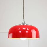 Grande suspension rouge Space Age de Guzzini, années 1960