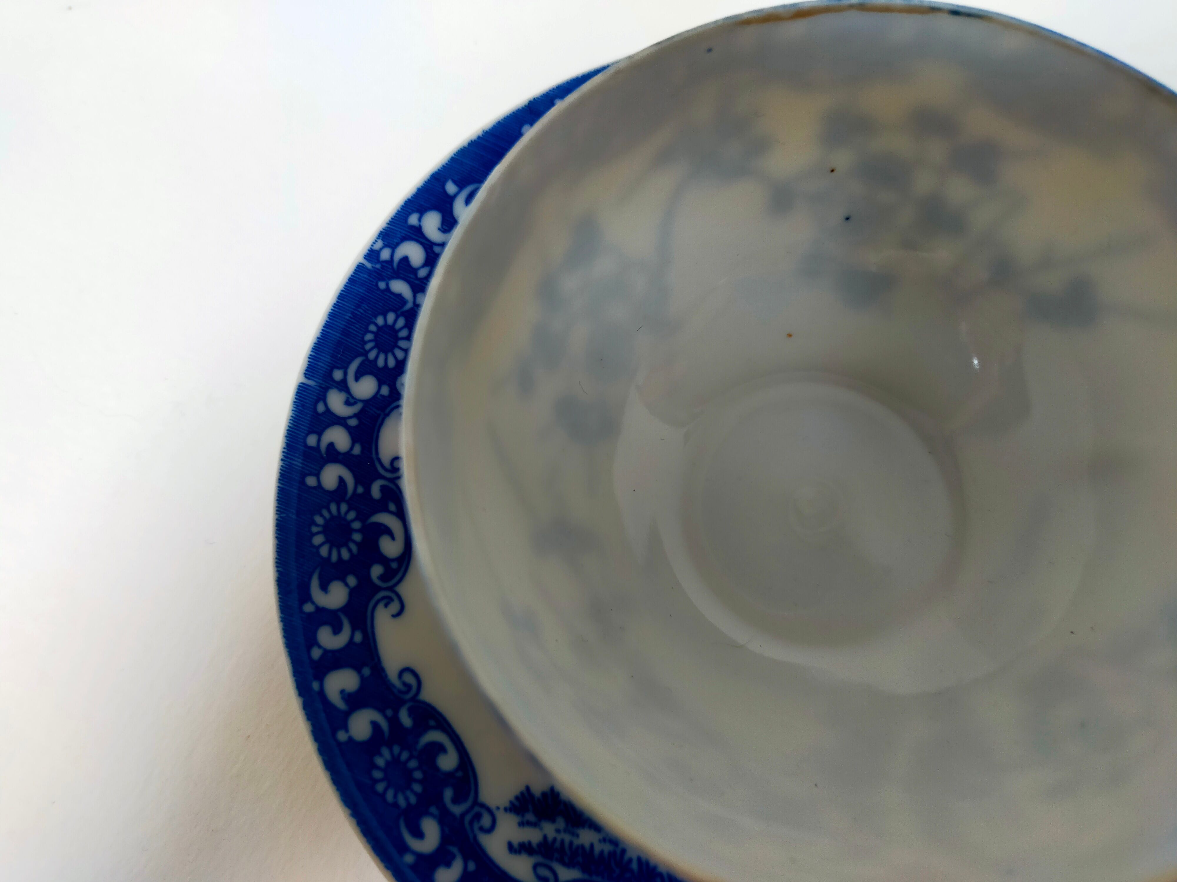 tea cup and Japanese saucer in blue and white porcelain