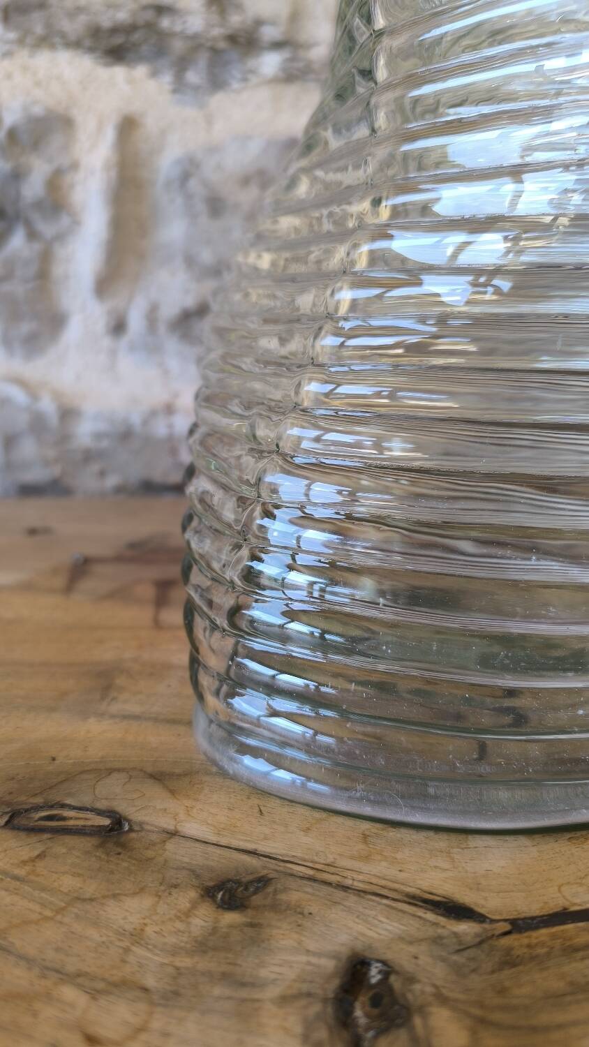 Large wavy pressed glass vase