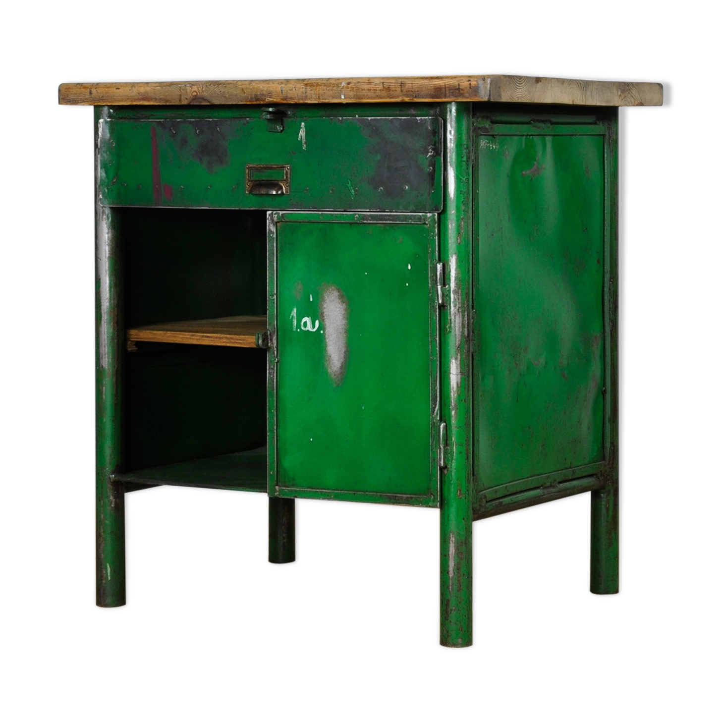 Table Travailleuse Années 60 - Bois Marron - Style Traditionnel - Occasion Bon état