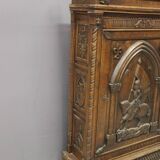 Henri II Style Oak Bonnetière with Joan of Arc Decor, Late 19th Century