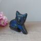 Mexican vintage black clay pottery cat sculpture figurine