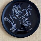 Black dish MBFA Pornic Egyptian pattern