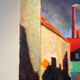 Old painting, cityscape signed and dated 79
