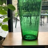Vase conique en verre bullé