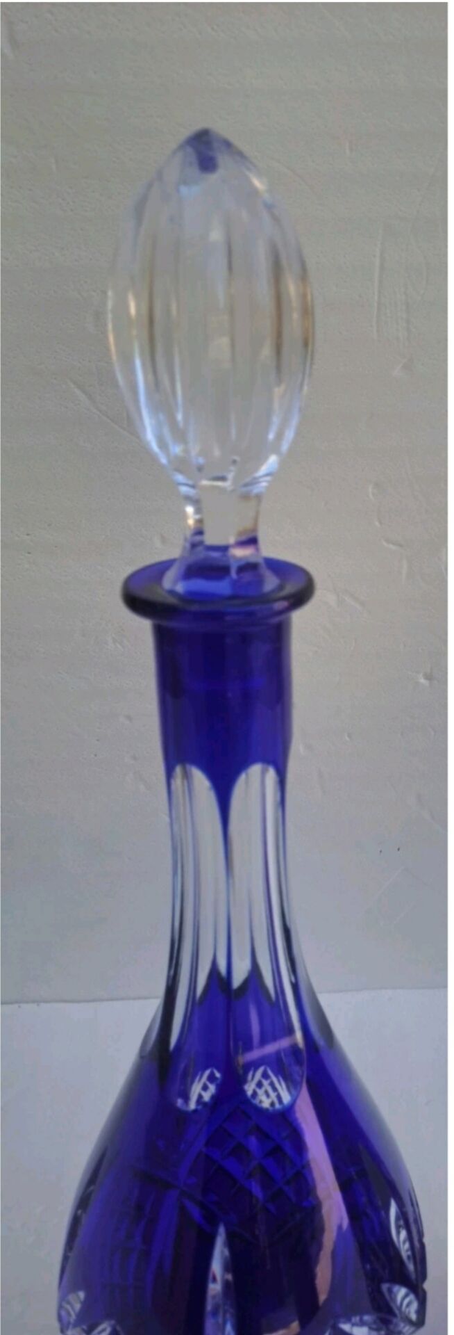 Pair of cobalt blue crystal carafes