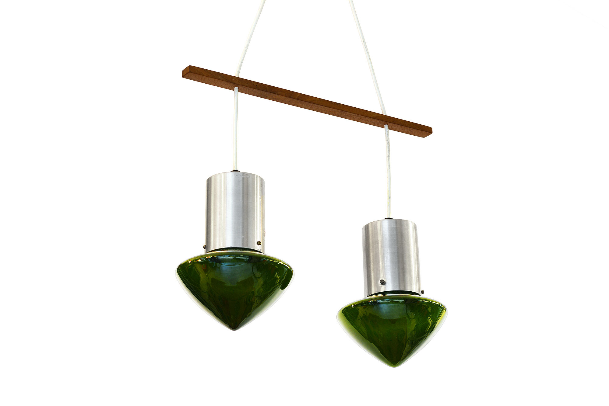 Pair of green glass pendant lights Sweden 1960s