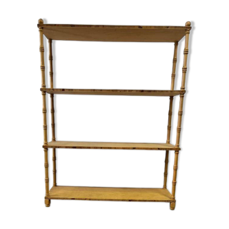 Étagère sur pieds, bibliothèque vintage en bois tourné