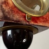 'bird' floor lamp by aldo tura, red goatskin parchment, ca 1950