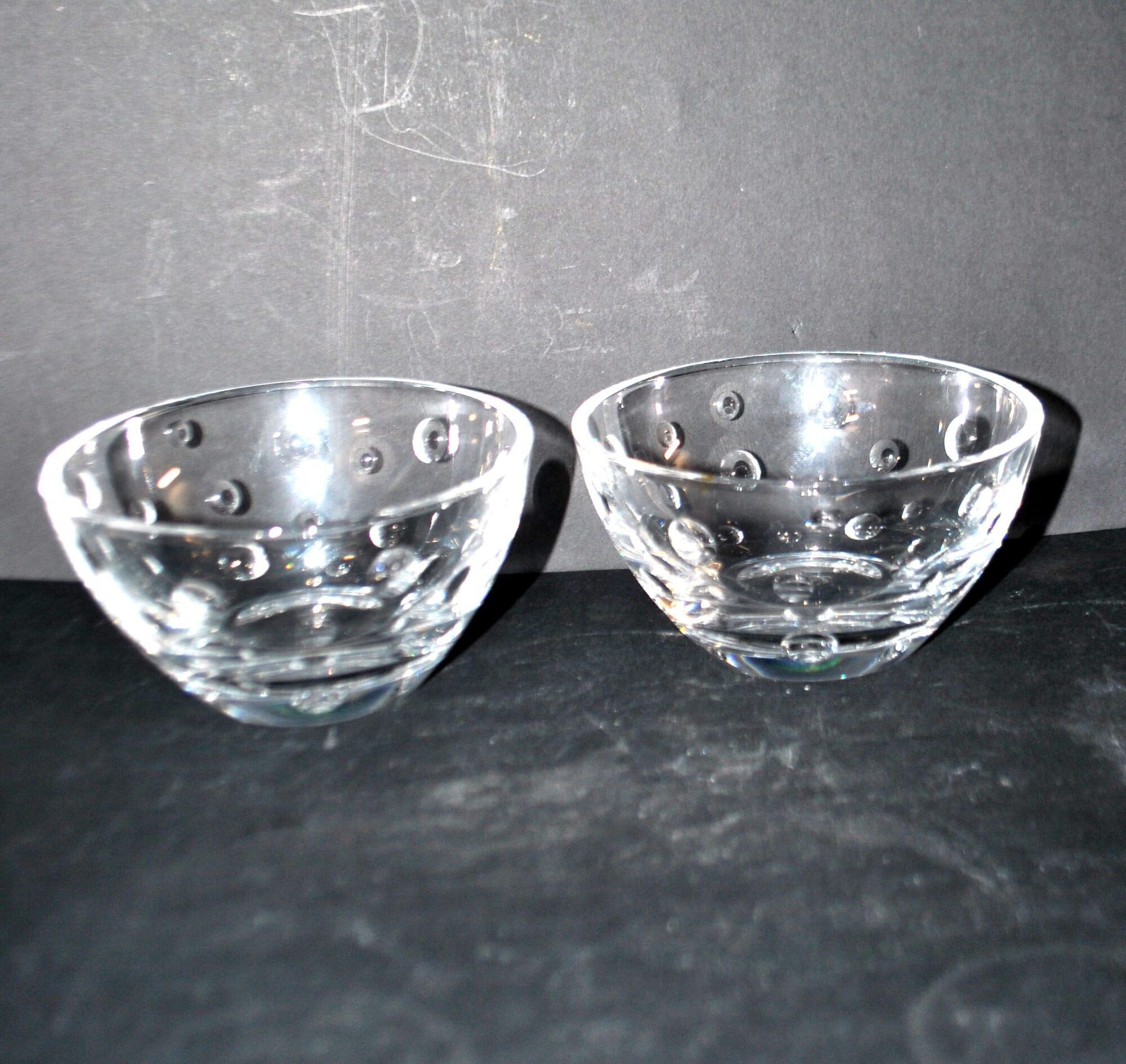 Cristal jg durand set of 2 cut crystal bowls with bubble dots