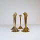 Mid-century set of 5 brass candlesticks by Lars Holmström, Arvika, Sweden.