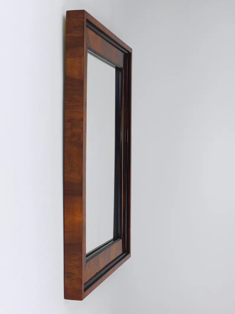 Square Biedermeier Antique 19th Century Walnut Wall Mirror, Vienna, 1850s