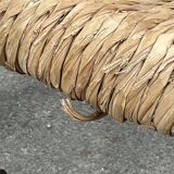 Low chair in oak and straw vintage design 60s