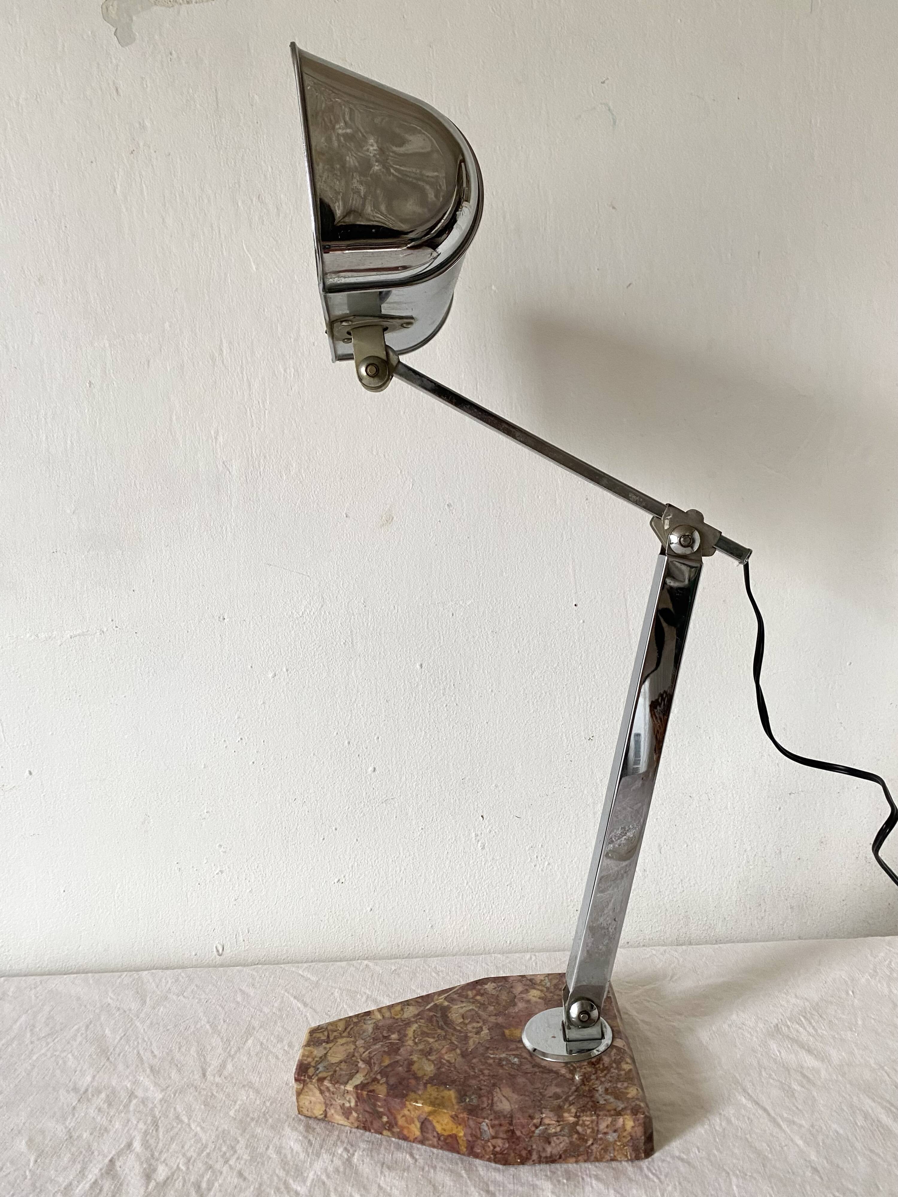 FARE Art Deco lamp in marble and chrome – 1930s