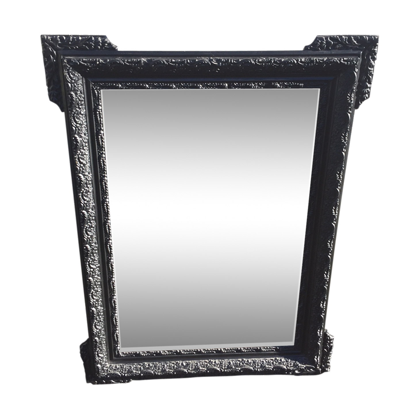 Miroir ancien Bois & Stuc Noir mate