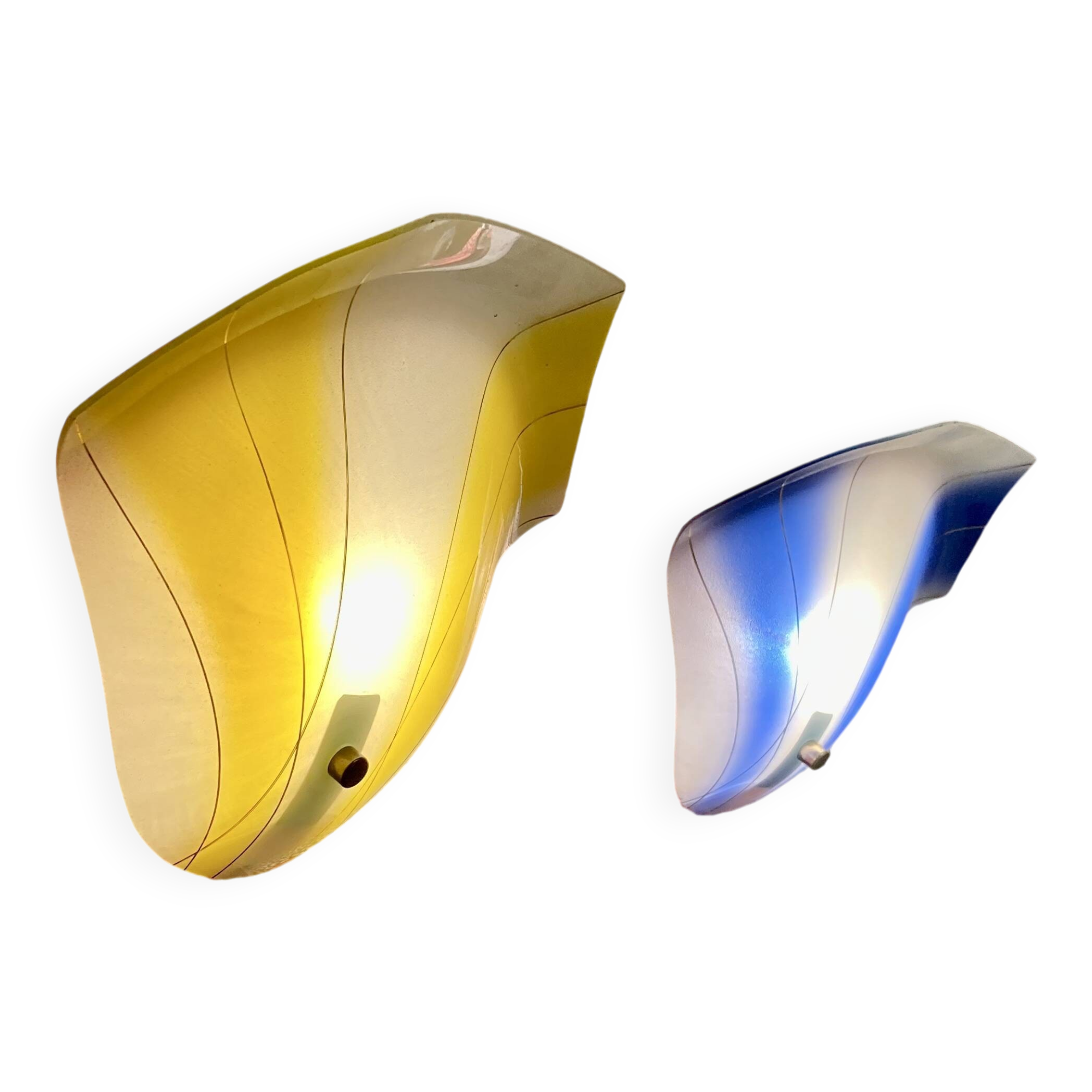 Paire d'appliques en verre Design scandinave 1950.
