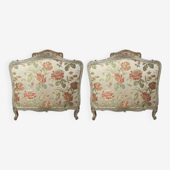 Pair of Louis XV silk beds