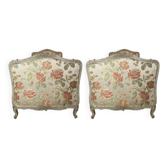 Pair of Louis XV silk beds