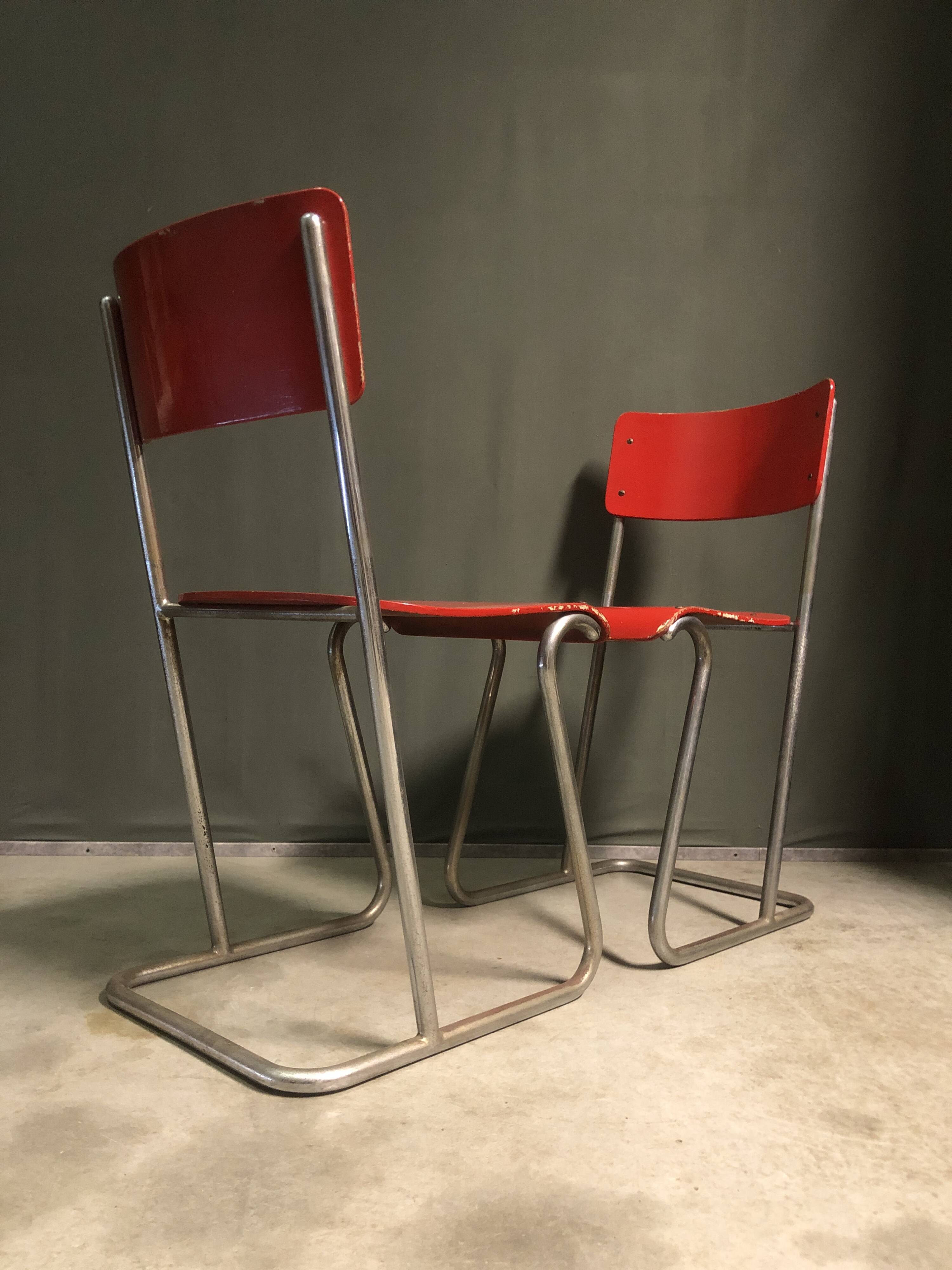 Rare set of dutch tubular side chairs.