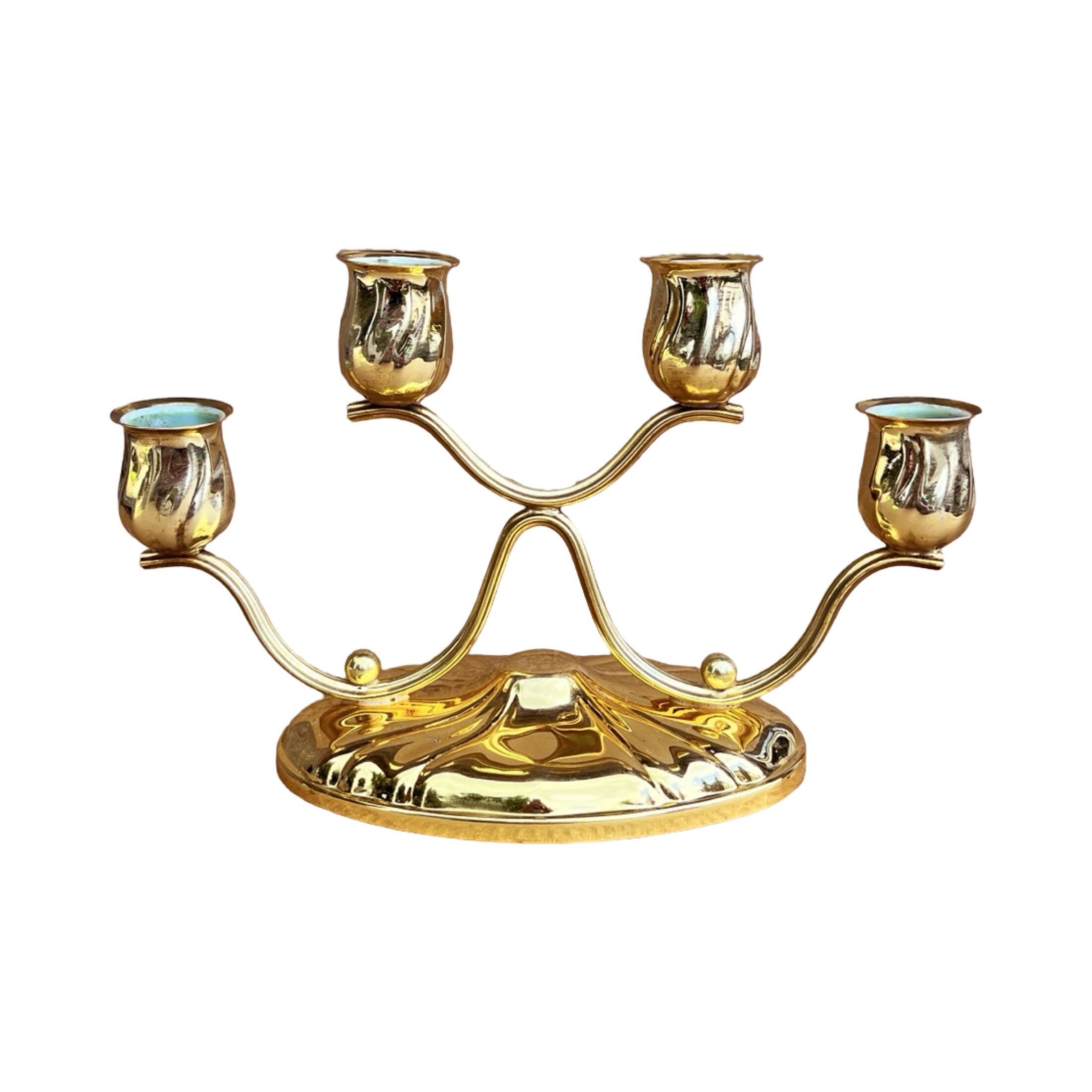 Four-light, gold-plated table candlestick, Germany, 1940s.