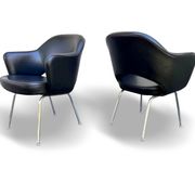 Pair of "Conference" armchairs by Eero Saarinen for Knoll International, black and chrome
