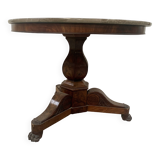 Round Empire style pedestal table in mahogany and marble, 19th century