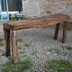 Old solid wood workbench – character console, thick top – 165 cm