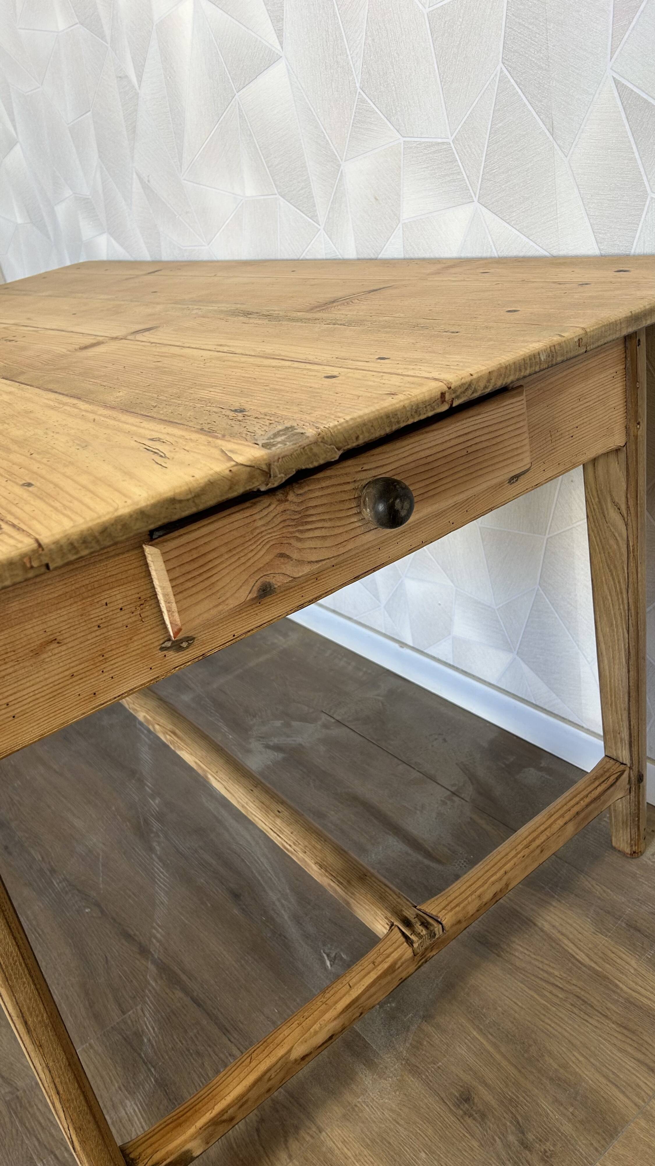 Solid wood farmhouse table, stripped and varnished