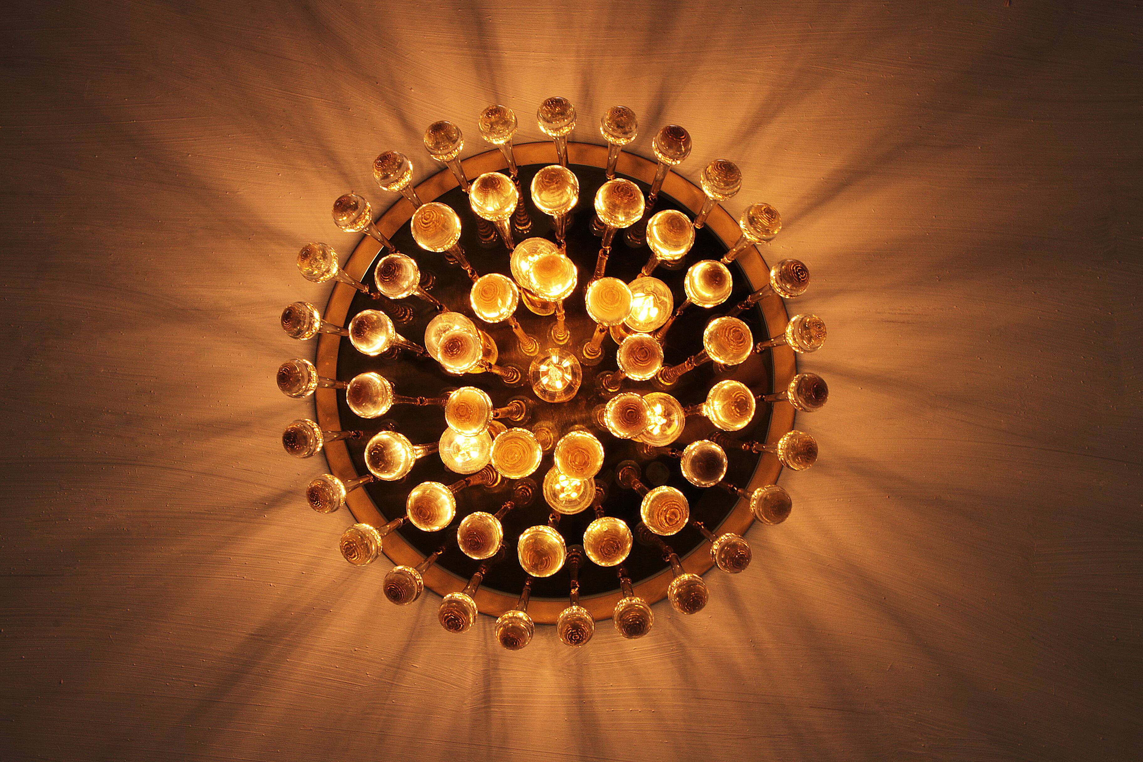 Set of two J.T. Kalmar Murano Raindrop hanging lamps, 1970 Austria