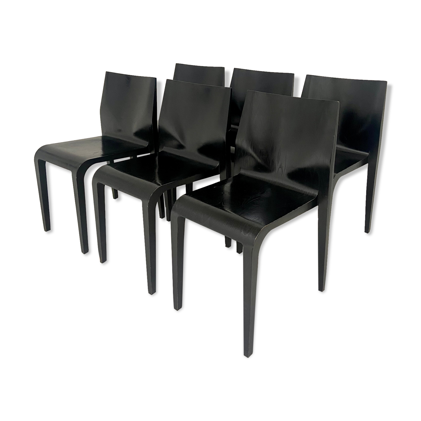Set of 6 black wood chairs alias la legerra