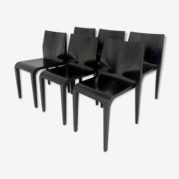 Set of 6 black wood chairs alias la legerra