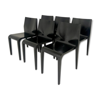 Set of 6 black wood chairs alias la legerra