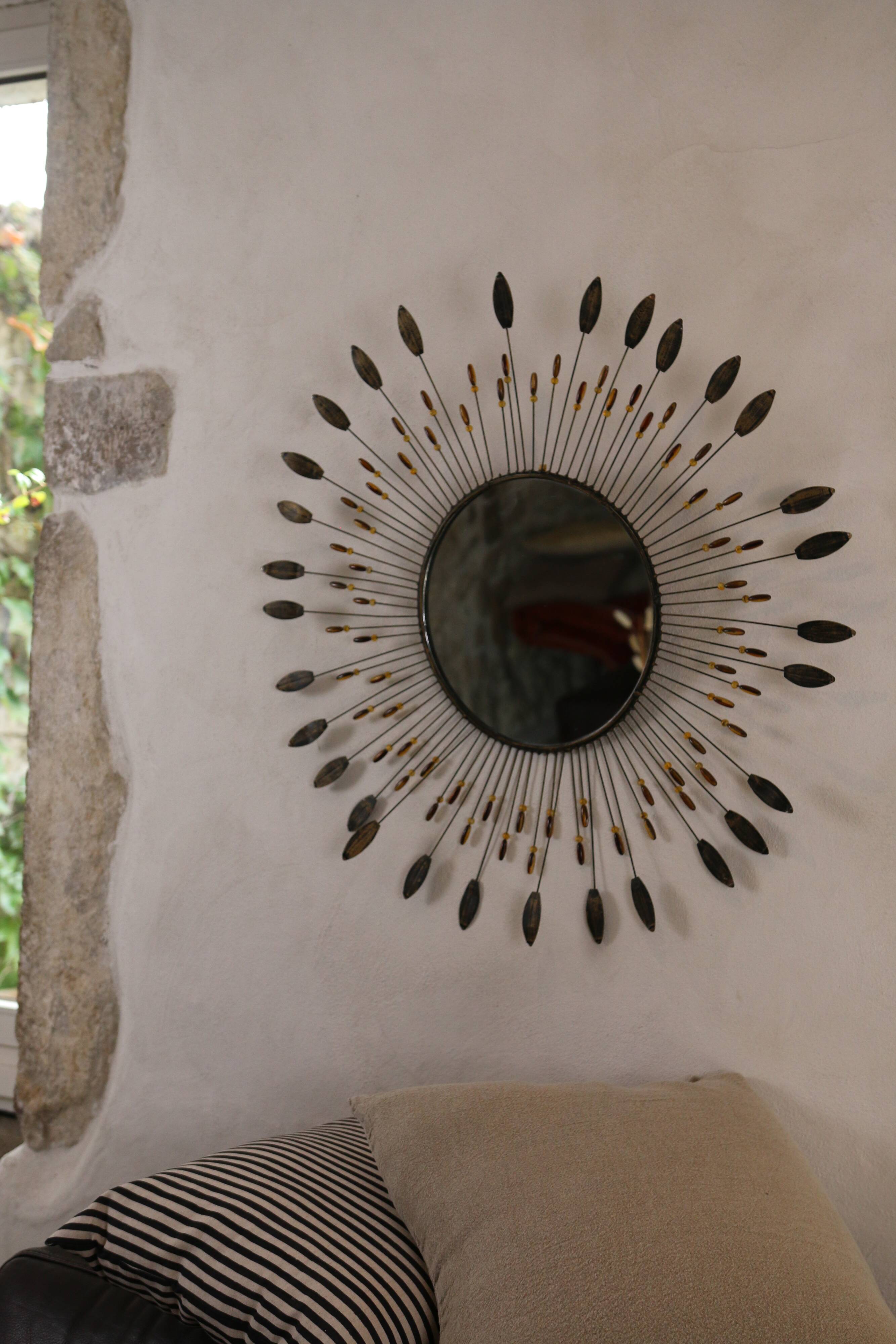 Vintage metal sun mirror, 1970s-1980s