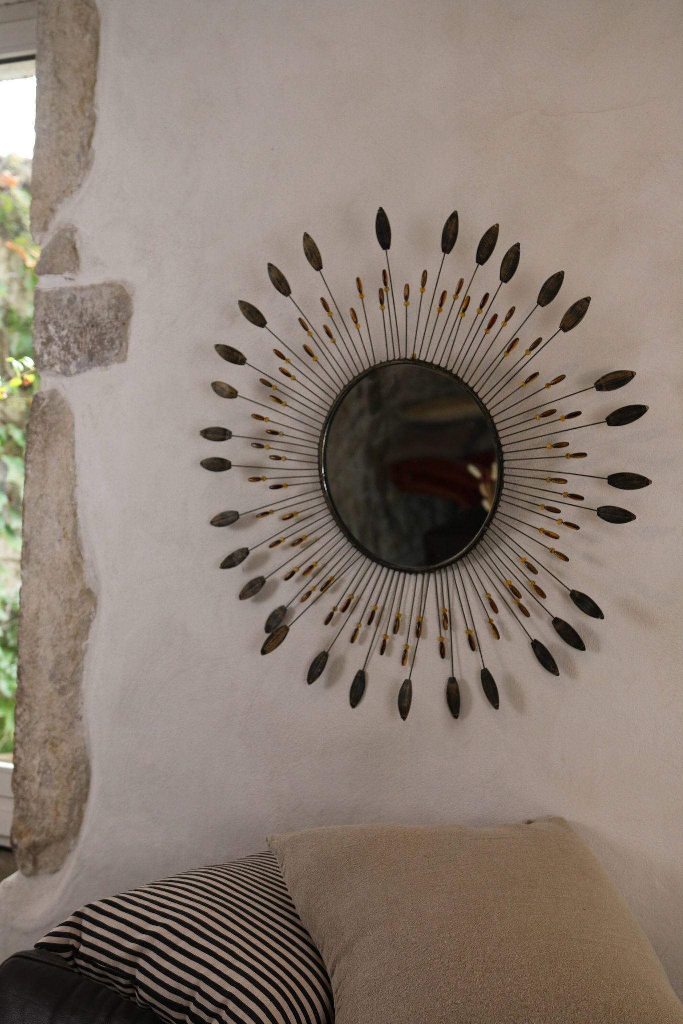 Vintage metal sun mirror, 1970s-1980s