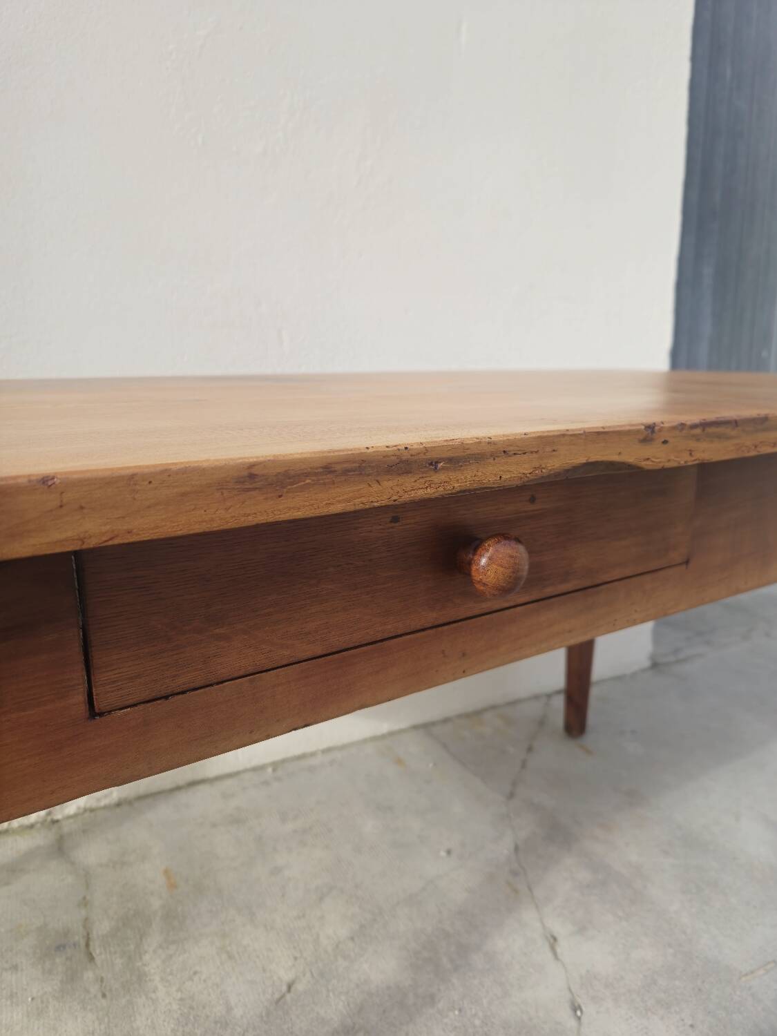 Rustic farmhouse table in solid cherry wood 19th century - 1m91.5