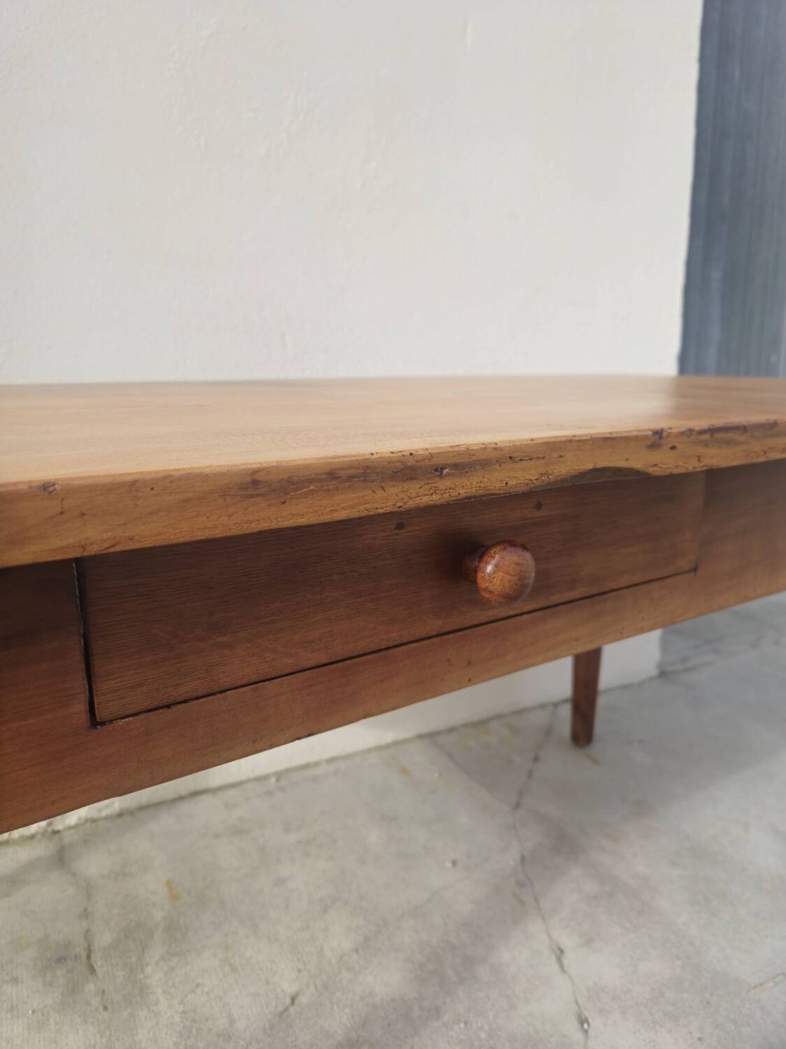 Table de Ferme rustique en merisier massif 19éme - 1m91.5