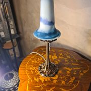 bronze Art Nouveau lamp tulip glass paste signed Lumieres de la Ville 40