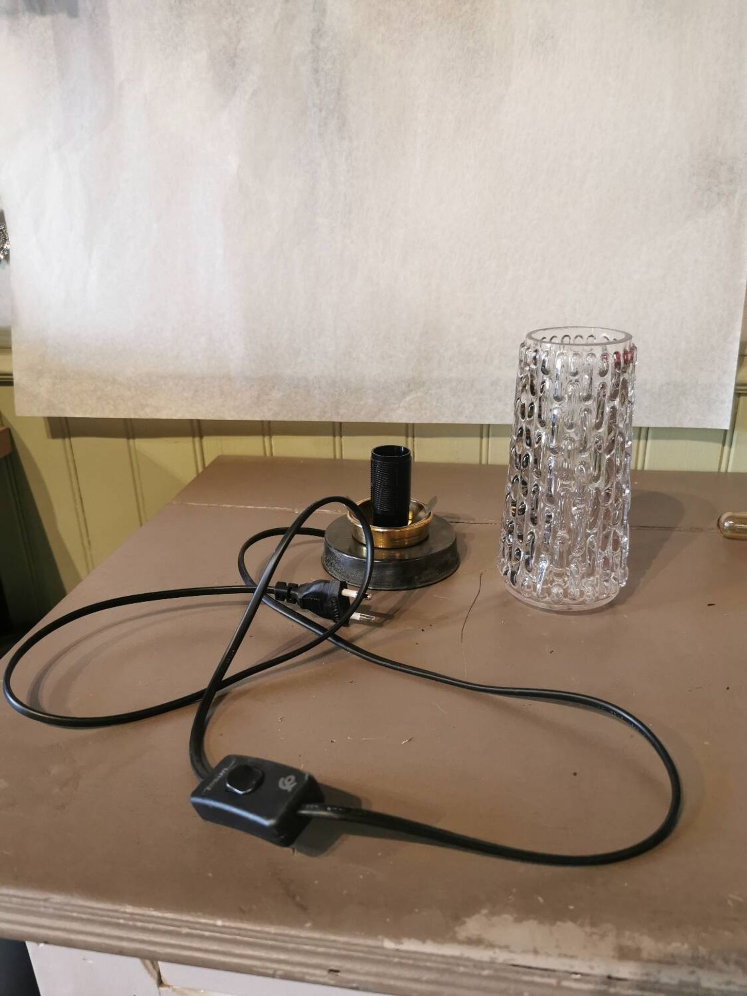 Lampe vintage verre et métal