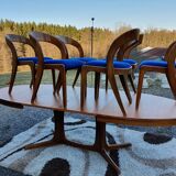 Set oval table Baumann Gondola 6 chairs years 70