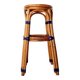 Vintage high stool Multicanne - Rattan & blue Rilsan - French