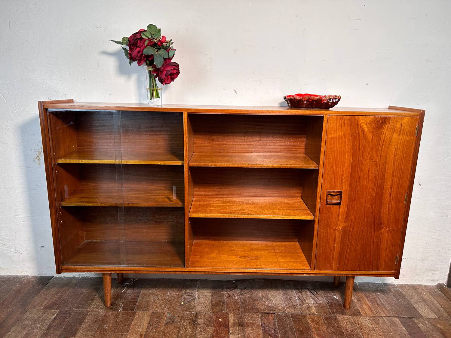 Mid century retro vintage teak bookcase sideboard