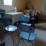 3 chaises formica bleu clair