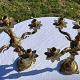 Pair of bronze cherub candlesticks 19th