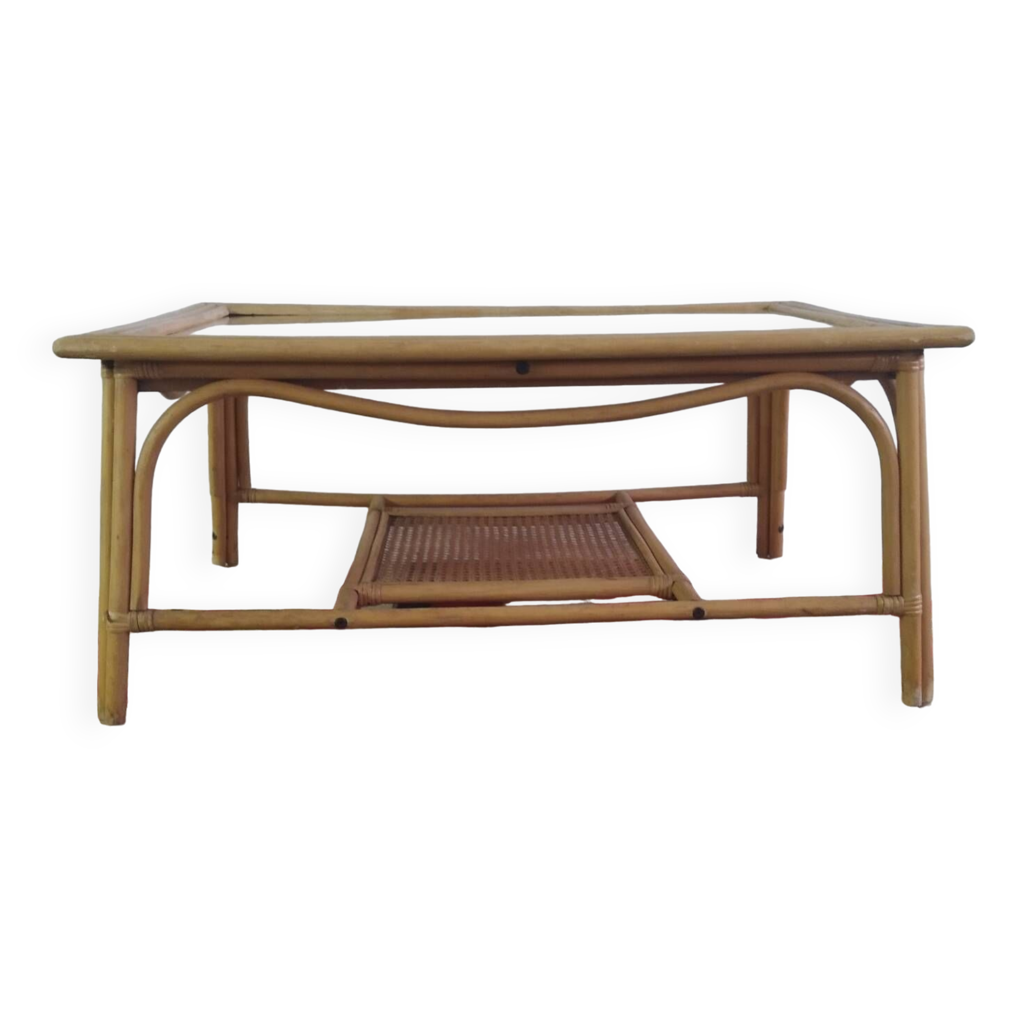 Table basse bambou et rotin