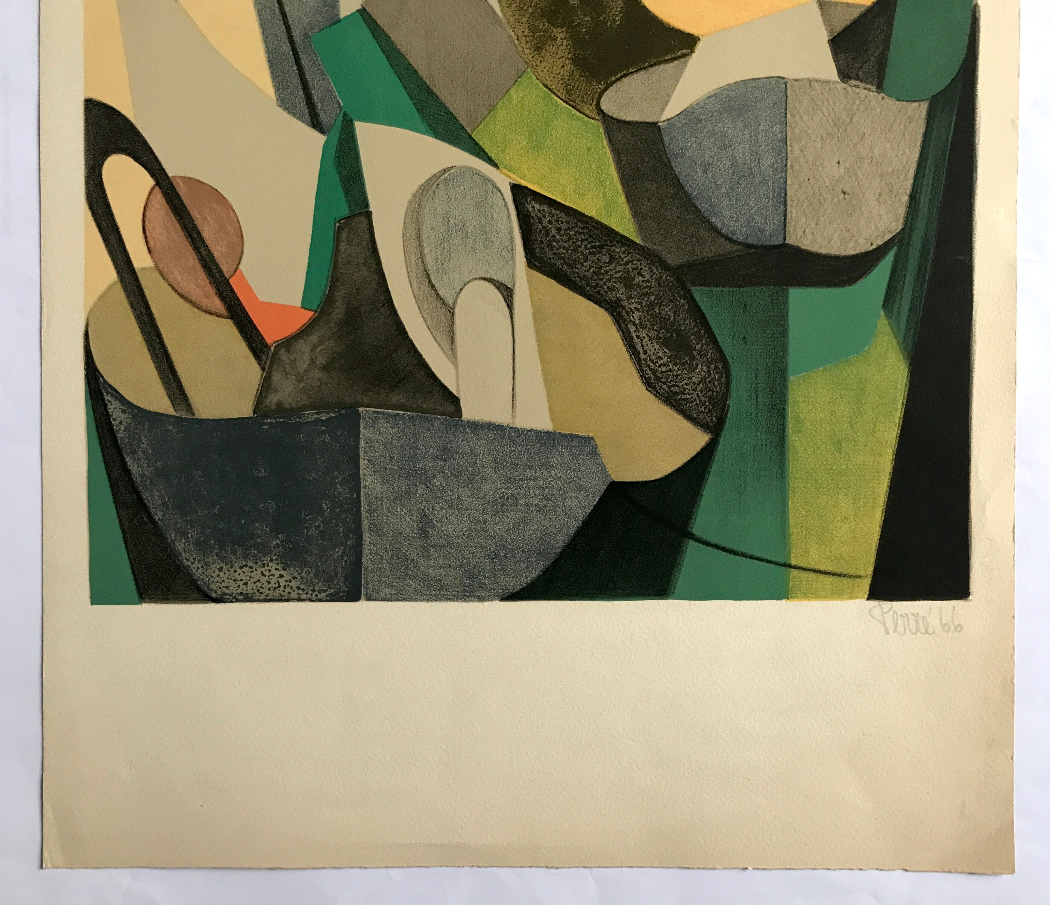 Original lithograph signed in pencil by danièle perré, untitled, 1966