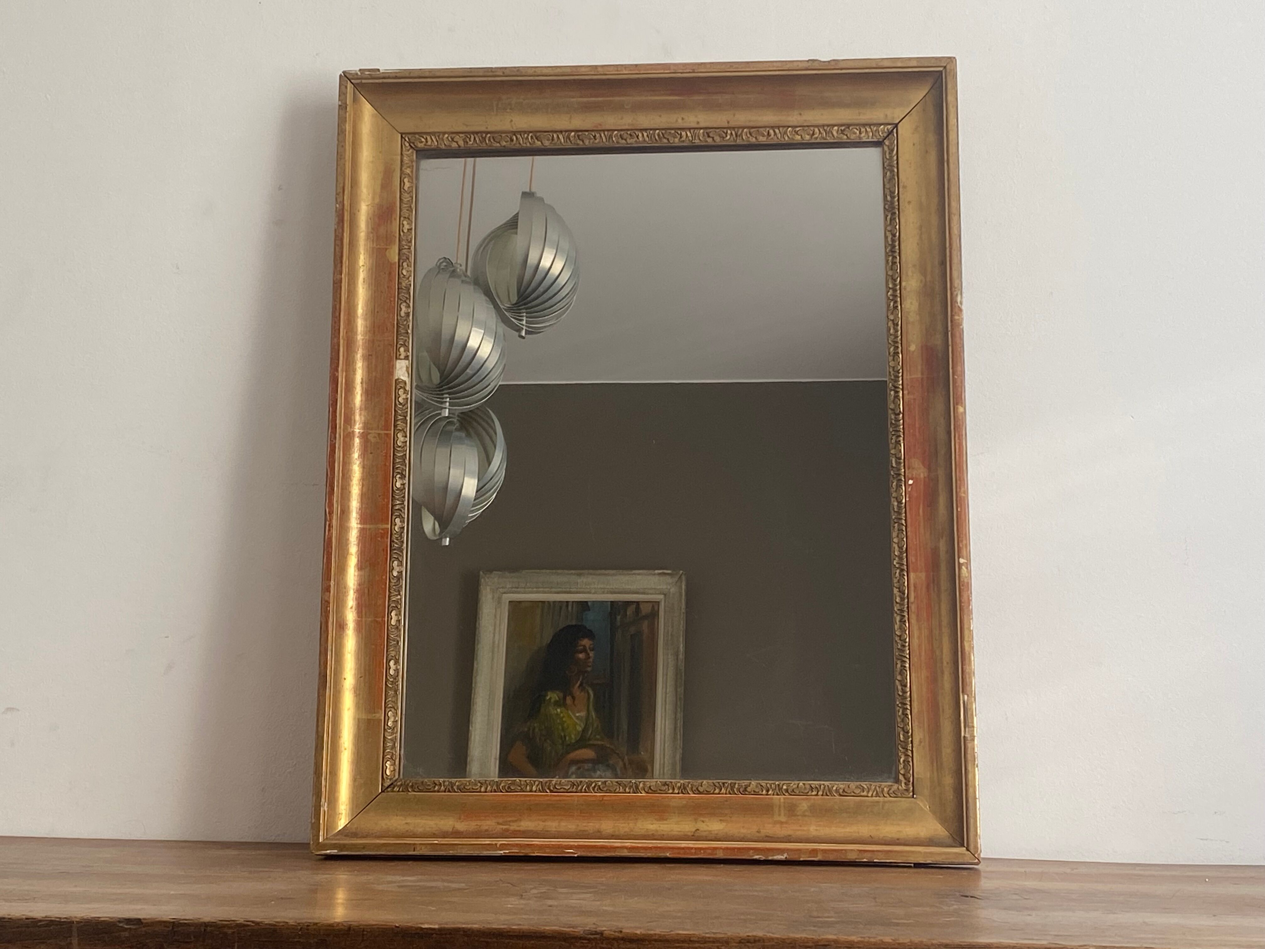 Vintage mirror gilded late XIXthJ,  70X56 cm