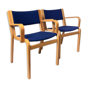 Chaises Mid-Century bleues