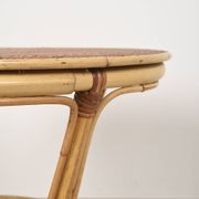 Old round rattan table, vintage from the 70s - 80s. Small table, or side table.